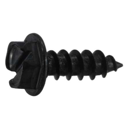 Midwest Fastener Sheet Metal Screw, #8 x 1/2 in, Black Oxide Steel Flange Hex Head Slotted Drive, 25 PK 39566